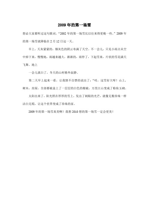 2009年的第一场雪_小学六年级作文200字