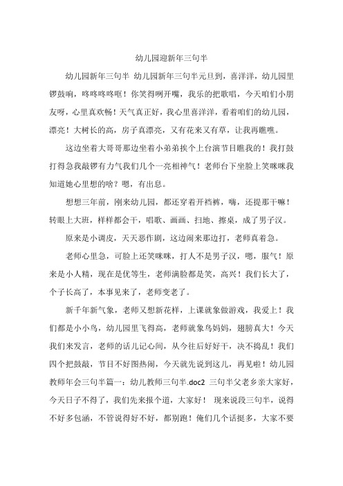幼儿园迎新年三句半