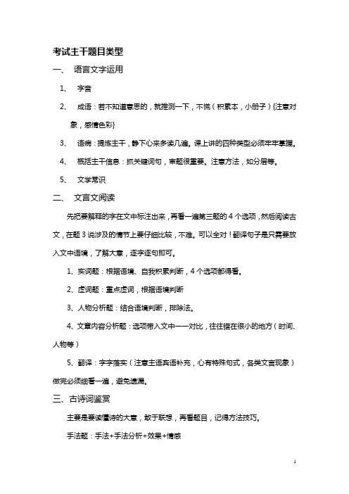 高考必备语文笔记