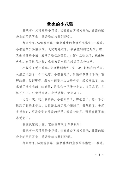初中状物作文：我家的小花猫