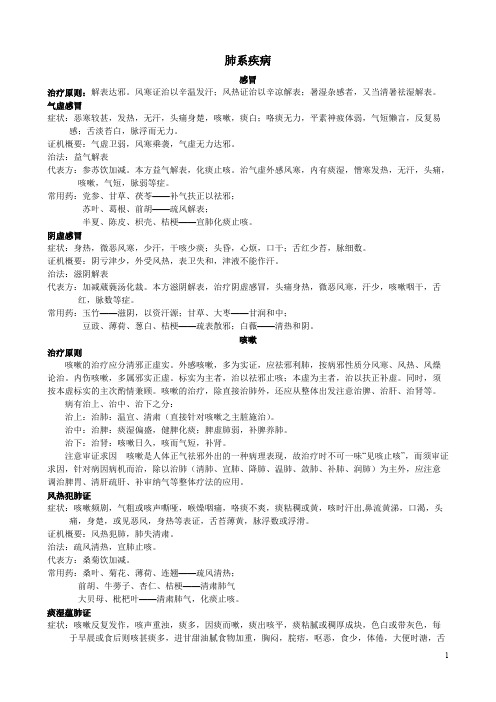 中医内科学知识点整理