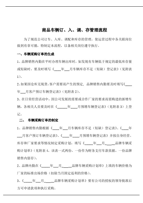 商品车辆订、入、调、存管理流程