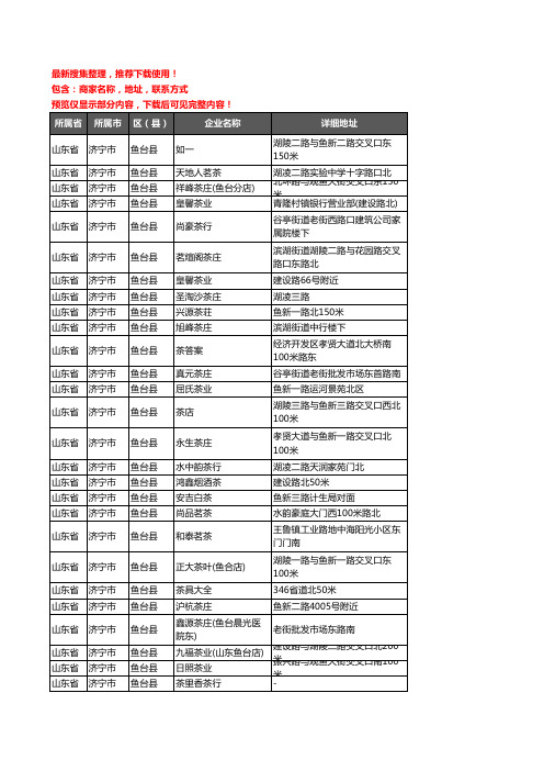 新版山东省济宁市鱼台县茶具企业公司商家户名录单联系方式地址大全30家