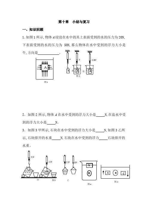 【人教版】2018年八年级下册物理导学案：第十章 小结与复习