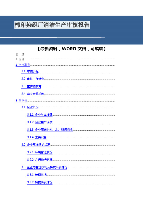 棉印染织厂清洁生产审核报告精编