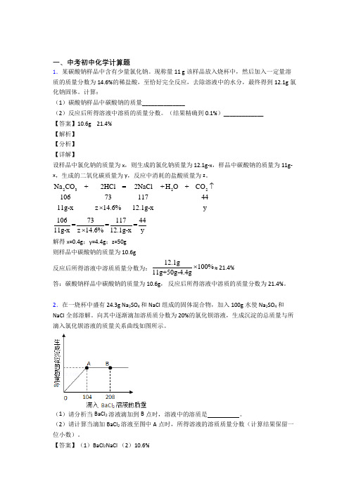 中考化学复习《计算题》专项综合练习及详细答案