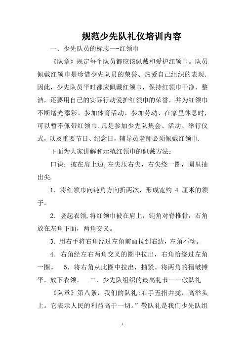 规范少先队礼仪培训内容
