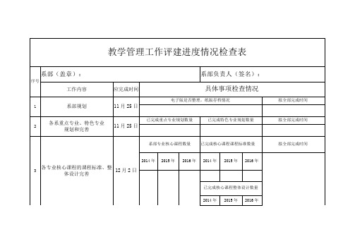 教学管理工作评建进度情况检查表