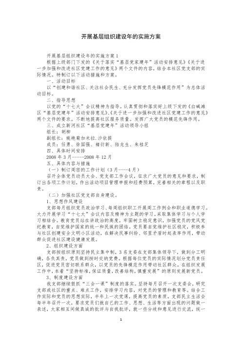 开展基层组织建设年的实施方案