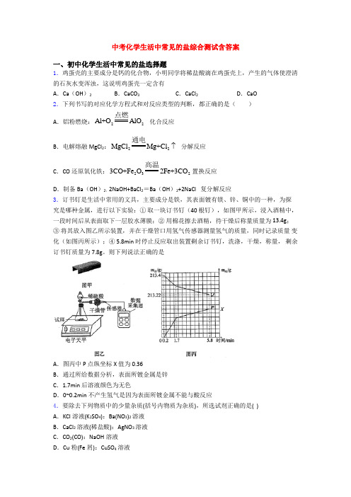 中考化学生活中常见的盐综合测试含答案