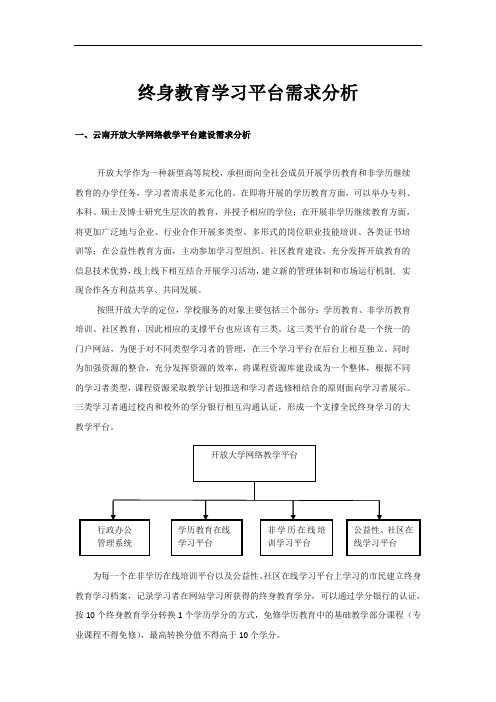 云南开放大学终身教育_学习平台需求分析