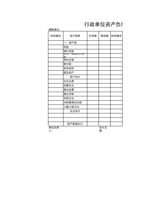 excel模版行政单位资产负债表