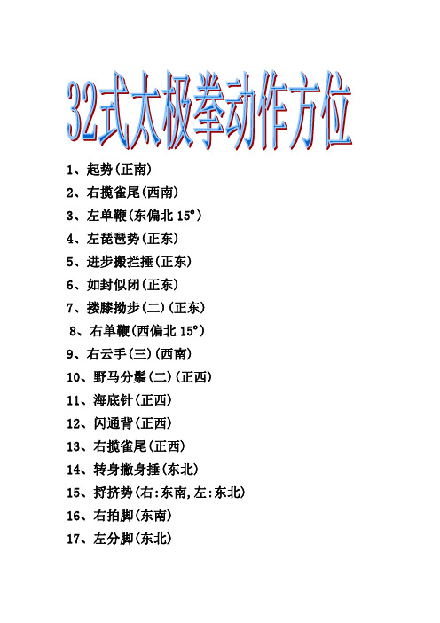 32式太极拳动作方位