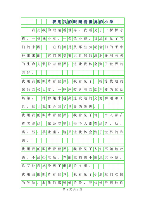 年我用我的眼睛看世界的小学作文400字