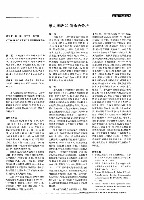 睾丸扭转22例诊治分析