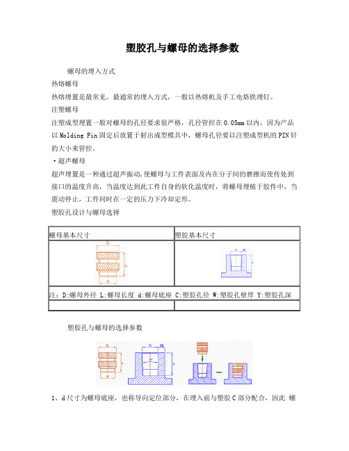 塑胶孔与螺母的选择