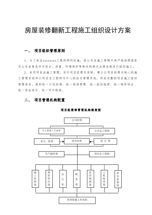 房屋装修翻新工程施工组织设计方案
