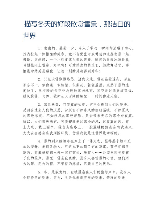 描写冬天的好段欣赏雪景那洁白的世界