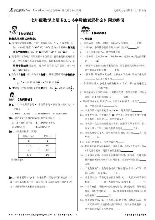 北师大版七年级数学上册chapter-03§3.1《字母能表示什么》