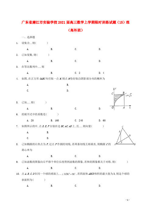 广东省廉江市实验学校2021届高三数学上学期限时训练试题(15)理(高补班)