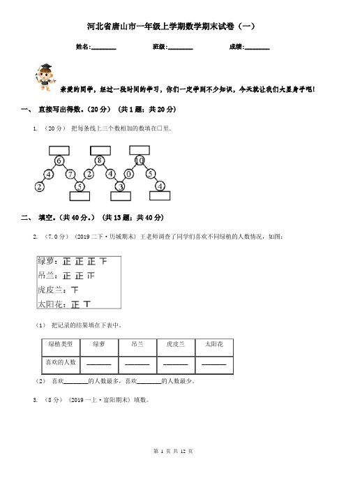 河北省唐山市一年级上学期数学期末试卷(一)
