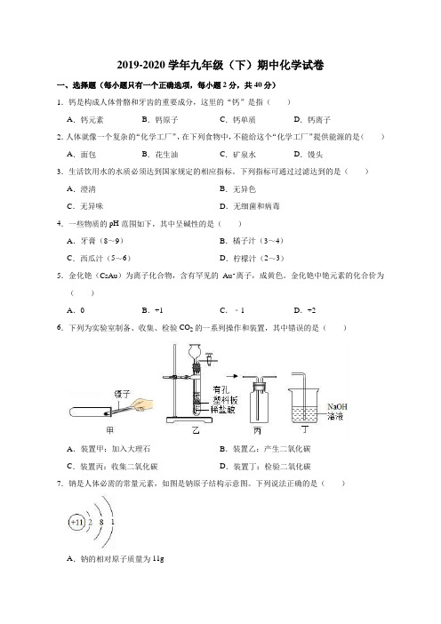2019-2020学年九年级(下)期中化学试卷及答案