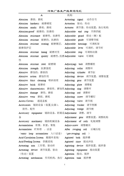 酸轧专业词汇(自己)