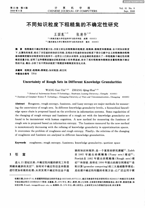 不同知识粒度下粗糙集的不确定性研究