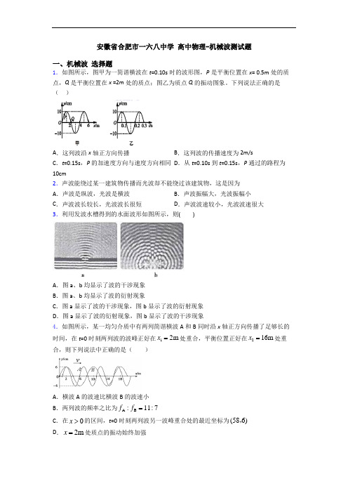 安徽省合肥市一六八中学 高中物理-机械波测试题