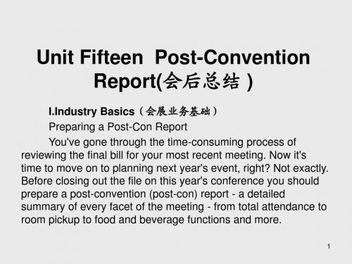 会展英语Unit Fifteen Post Convention Report(会后总结)
