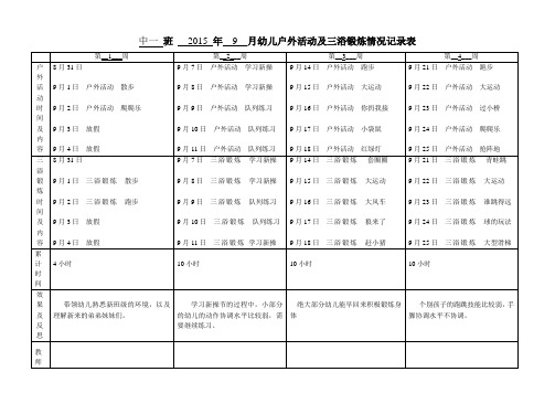 三浴锻炼中一班上学期
