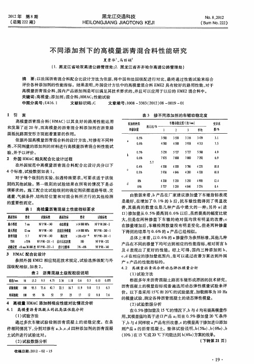 不同添加剂下的高模量沥青混合料性能研究