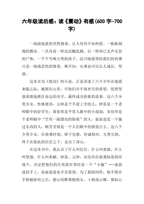 六年级读后感：读《震动》有感(600字-700字)