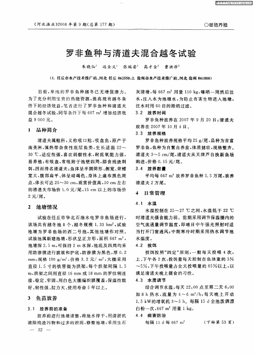 罗非鱼种与清道夫混合越冬试验