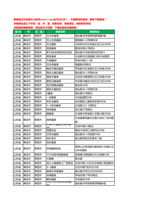 2020新版山东省青岛市莱西市儿童服饰工商企业公司商家名录名单黄页联系电话号码地址大全205家