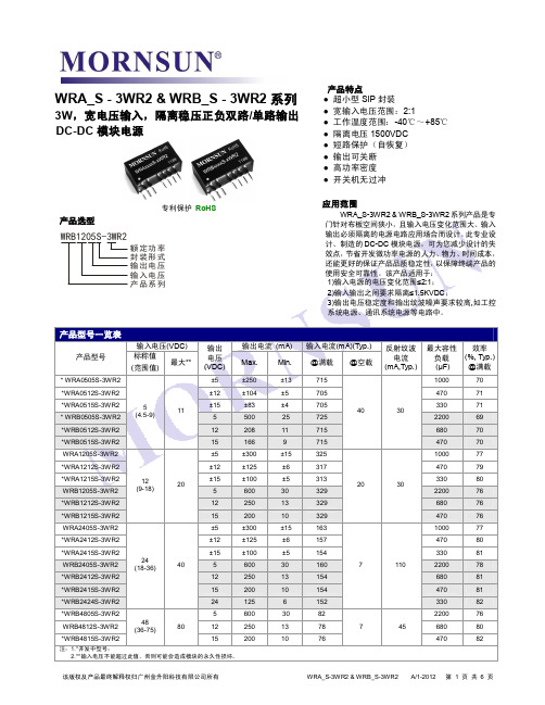 WRB1205S-3WR2_CN电源数据手册