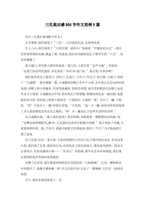 三孔观后感800字作文范例5篇