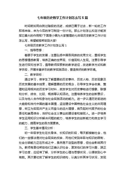 七年级历史教学工作计划怎么写5篇