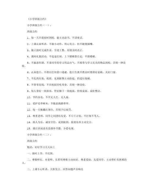 小学班级公约(10篇)