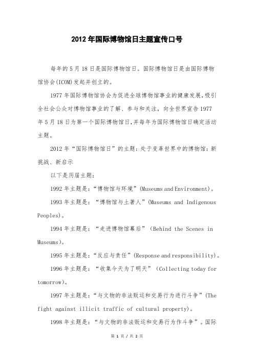 2012年国际博物馆日主题宣传口号