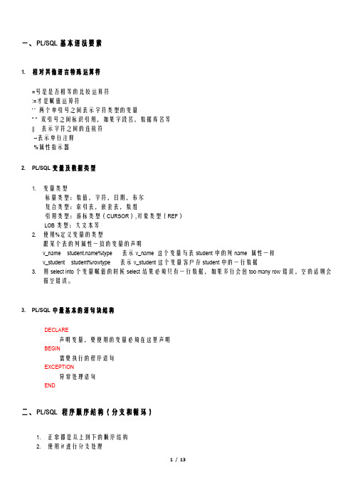 PLSQL学习笔记