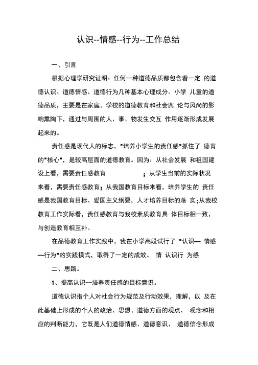 认识--情感--行为--工作总结