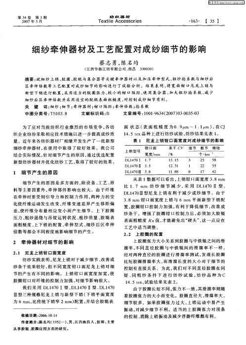 细纱牵伸器材及工艺配置对成纱细节的影响