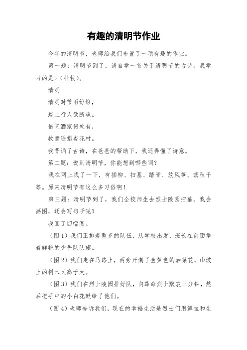 有趣的清明节作业_小学作文