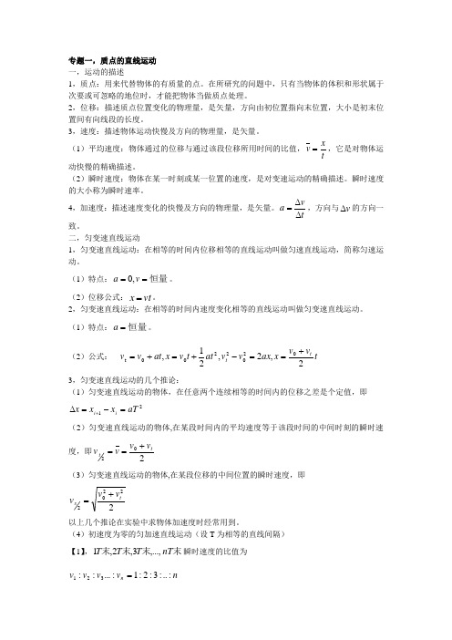 质点的直线运动知识点