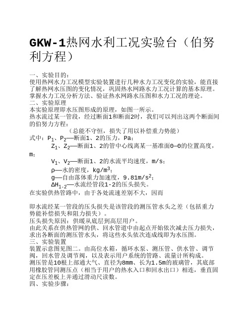 热网水利工况实验---伯努利
