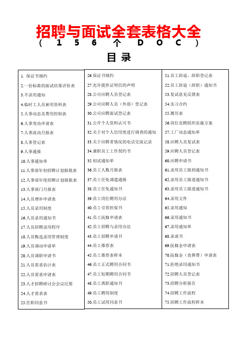 招聘与面试全套表格大全超级工具拿来即用