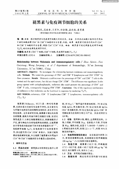 褪黑素与免疫调节细胞的关系