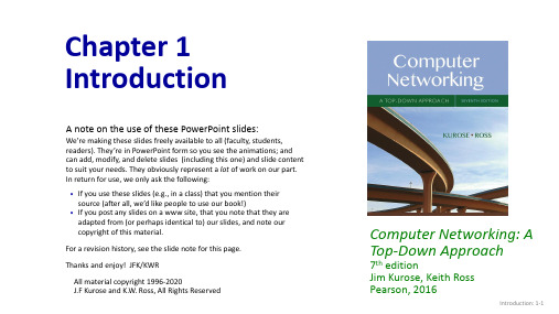 James F.Kurose 自顶向下计算机网络 第一章 PPT