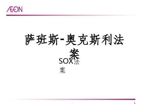萨班斯法案SOX与内部控制